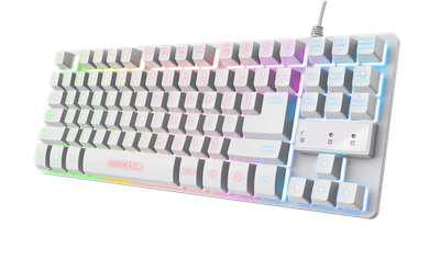 Tastierë gaming Trust GXT 833W Thado TKL, me kabllo, RGB, e bardhë