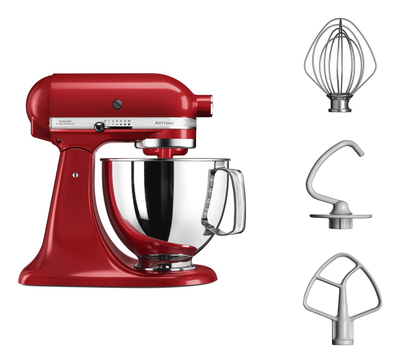 Mikser planetar KitchenAid 5KSM125EER, 4.8L, motor i fuqishëm, i kuq