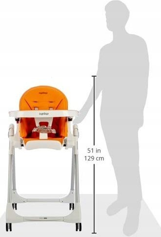 Karrige ngrënieje Peg Perego Prima Pappa Follow Me, me rrota, me tepsi, portokalli