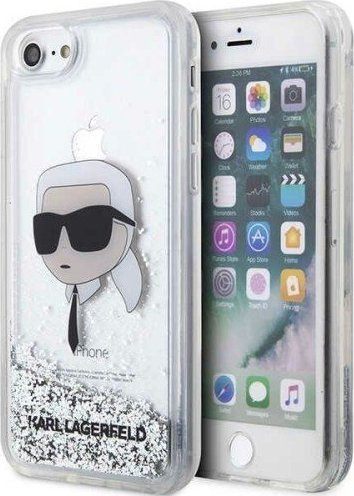 Etui telefoni Karl Lagerfeld KLHCI8LNKHCH, për iPhone SE 2022 SE 2020 8 7, hardcase me shkëlqim Glitter, ngjyrë argjendi