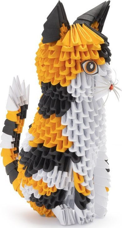 Set origami 3D HQ Invento Cat, skulpturë mace letre, pa ngjitës, multingjyrësh