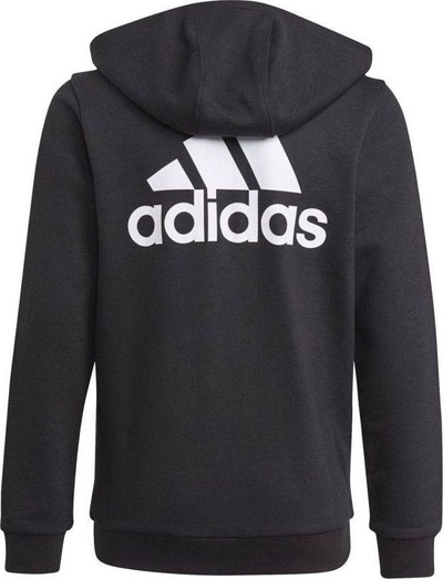 Bluzë me kapuç adidas Essentials Full Zip Hoodie Jr GN4020, për kalamaj, me zinxhir komplet, e zezë