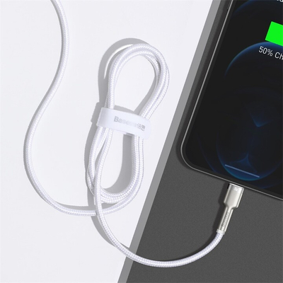 Kabllo BASEUS Cafule Series, USB-C - Lightning, M/M, 20W, 1m, e bardhë