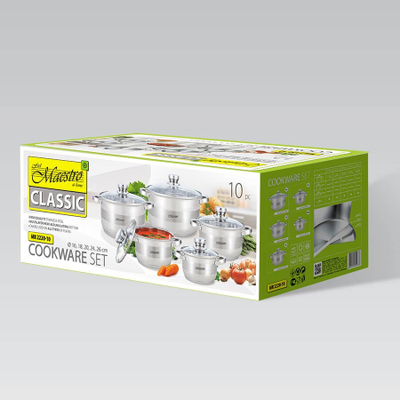 Set tenxheresh Maestro MR-2220-10, 10 copë, çelik inox, argjendt
