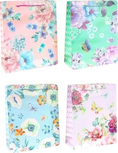 Qese dhuratash Gift Bag L MIX, 32x26x10 cm, me lule, me shumë ngjyra