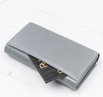 Portofol gocash 4U Cavaldi, lëkurë natyrale, RFID, gri