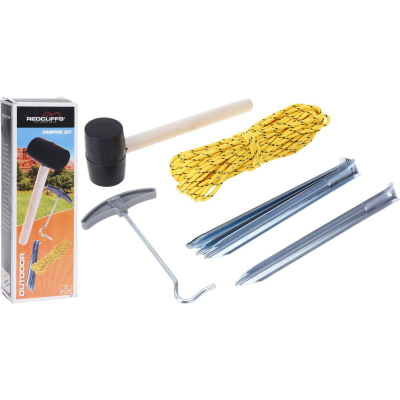 Set kampingu Redcliffs Camping Set 9 copë, kunja metal, litar kampingu, shumëngjyrësh
