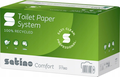 Letër tualeti Satino JT3 Comfort System Roll 317960, 2-shtreshe, 100 m, e bardhë