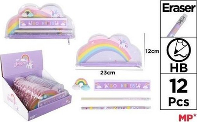 Set me mjete shkolle Cass Film Unicorn, me saksë, për kalamaj, shumëngjyrësh