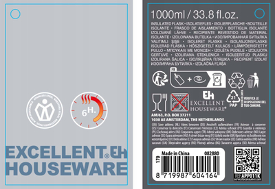 Termos për udhëtime Excellent Houseware, 1000 ml, 6 orë, antracit