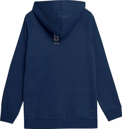 Bluza me kapuç 4F M 4FSS23TSWSM236, me zinxhir komplet, me xhepa anash, blu navy