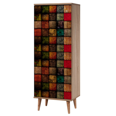 Dollap këpucësh melamine, 50x38x135 cm, 8 ndarje, sonoma shumëngjyrësh