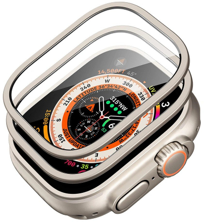 Mbrojtës ekrani ESR Armorite për Apple Watch Ultra, Ultra 2, Ultra 3, set me 2 copë, xham i fortë, gri titanium