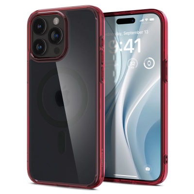 Заштитна маска за мобилен телефон iPhone 15 Pro Max Spigen Ultra Hybrid MagSafe, црвена