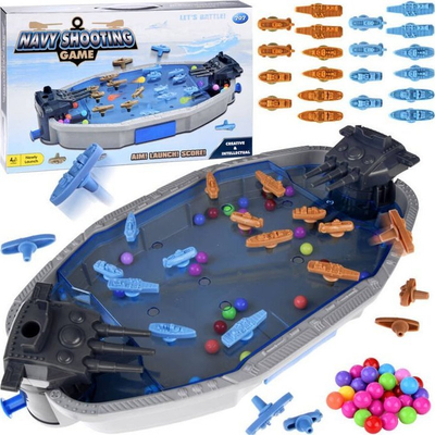 Lojë tavoline Navy Shooting Game, betejë detare, me anije dhe toptha, shumëngjyrëshe