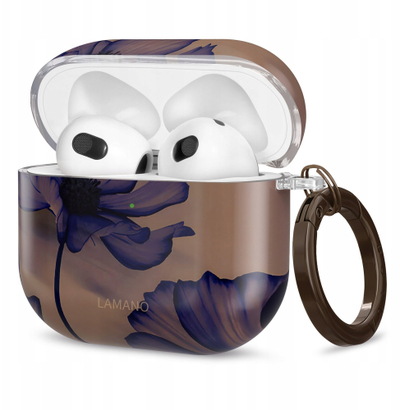 Kuti mbrojtëse Tech Protect Lamano për Apple AirPods 4, plastike PC, me karabinë, Velvet Night