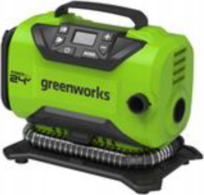 Мини компресор за автомобил Greenworks G24IN, 24V, LCD екран, зелен