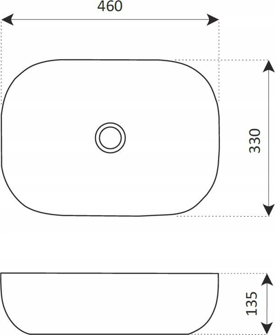 Lavaman countertop JELLOW MALAGA, 46 cm, drejtkëndor, i bardhë