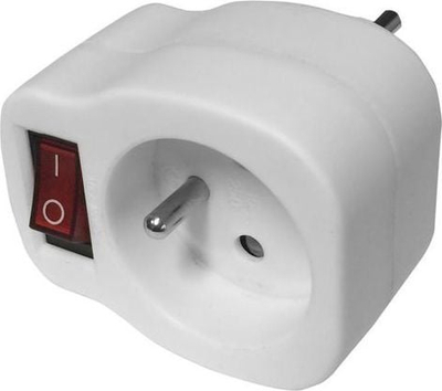Ndajse prizë Elgotech RC-10W, 1 dalje, me tokëzim, me ndërprerës, e bardhë