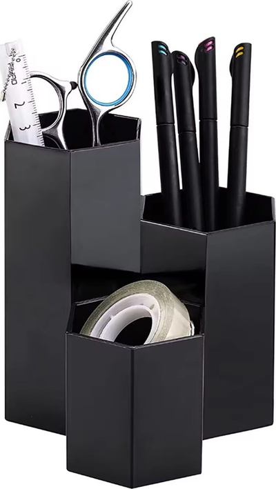 Organizues për furça grimi AG605I, me 3 ndarje, plastikë PP, i zi