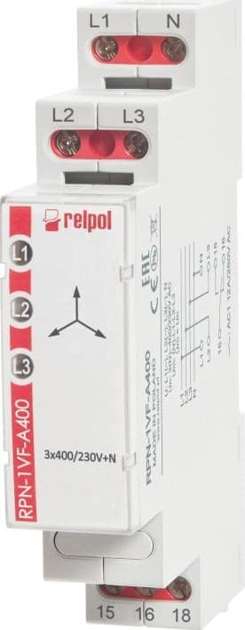 Rele monitoruese trefazore Relpol RPN-1VF-A400, 3(N)400/230V AC, 50/60Hz, gri
