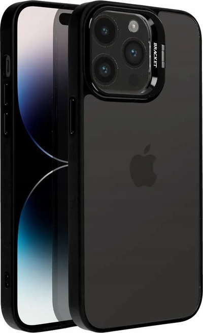 Futrollë OEM Bracket për iPhone 12 Pro, pjesë e pasme e tejdukshme, me mbajtëse kamere, e zezë
