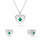 Set Varëse dhe vathë për femra Brilio Silver Hearts with Green Zircons SET295WG