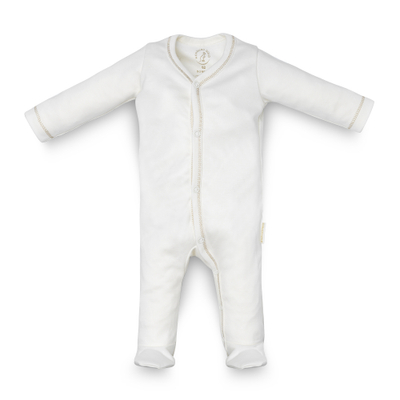 Overal bebe Kenguru Gold Decor, pambuk organik, mëngë të gjata, i bardhë