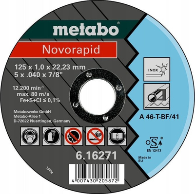 Disk prerës Metabo NOVORAPID 616271000, 125 mm, INOX, i drejtë
