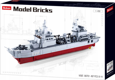 Lodër me kuba ndërtimi Sluban Model Bricks Supply Ship M38 B0701, 497 copa, shkallë 1:450, gri