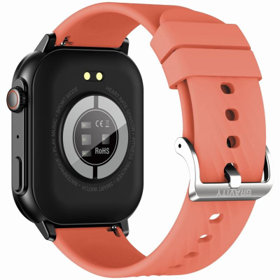 Smartwatch Gravity GT15-3, ekran 2.04", Bluetooth 5.0, i zi me rrip të kuq