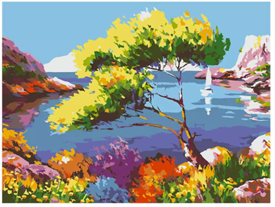 Set pikture me numra Painting by Numbers Landscape, kanavacë 30x40 cm, bojë akrilike, shumëngjyrësh