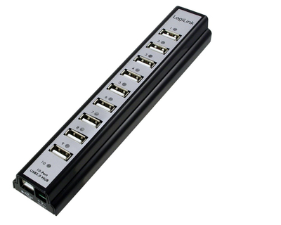 Qendër USB Logilink UA0096, 10 porta, e zezë/e hirtë