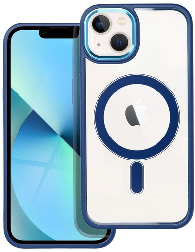 Futera Color Edge Mag për iPhone 13, MagSafe, transparente me skaje blu