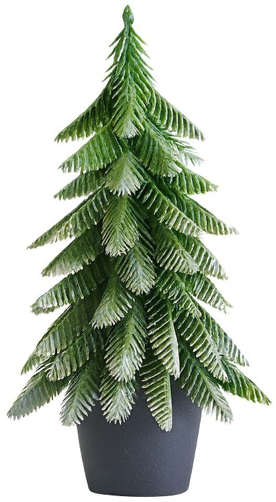 Pemë dekorative artificiale për Krishtlindje Lean, 32 x 12 cm, në vazo, ngjyrë argjendi