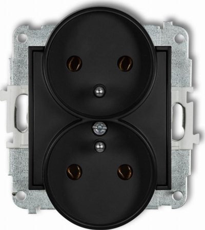 Prizë dyshe e brendshme Karlik 12IGPR-2Z, 16A 250V, IP20, e zezë matte