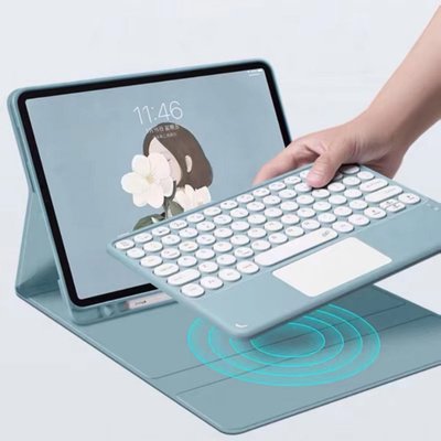 Kapak me tastierë Bluetooth për tablet iPad Air 11 Gen 6, me touchpad, ngjyrë blu