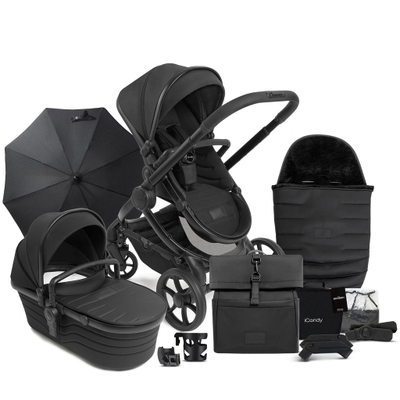 Karrocë bebe iCandy Peach 7 Studio, set komplet 3 në 1, deri 25kg, e zezë