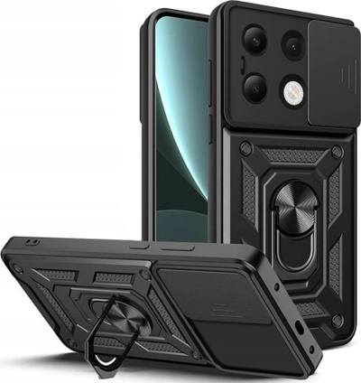 Maskë mbrojtëse Tech-Protect Camshield Pro për Xiaomi Redmi Note 13 4G LTE, me unazë 360°, me kapak kamere, e zezë