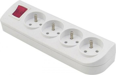 Shpërndarës Elgotech GN-40W, 4 priza me tokëzim, çelës ON OFF, i bardhë