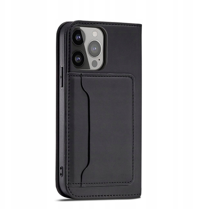 Mbulesë portofol Hurtel për iPhone 14 Pro, magnetike, me mbajtëse kartelash, e zezë