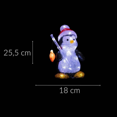 Dekor për jashtë Fééric Lights and Christmas, pinguin akrilik, 30 LED, dritë e bardhë e ftohtë