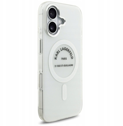 Kapak telefoni Karl Lagerfeld IML Karl RSG Logo MagSafe, për iPhone 17, transparent
