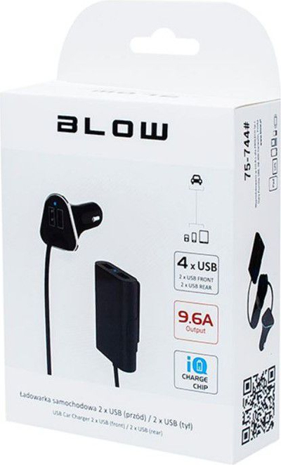 Karikues veture Blow Charger 75-744, 4x USB-A, 9.6A, i zi