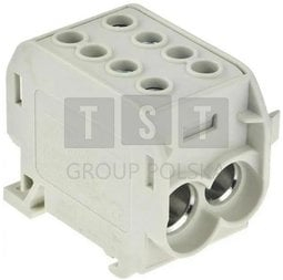 Lidhës njëpolësh për shinë Incobex ZGX, 1x70/2x50 mm², Al/Cu, gri