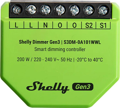 Modul dimer drite Shelly Dimmer Gen3, WiFi, kontroll i zgjuar, i bardhë