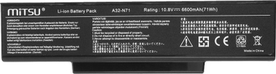 Батерија за лаптоп Митсу A32-N71 за Асус, 6600mAh, 10.8V, црна