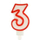 Qiri dekorativ Red Candle 3, numri 3, 7.5 cm, i kuq