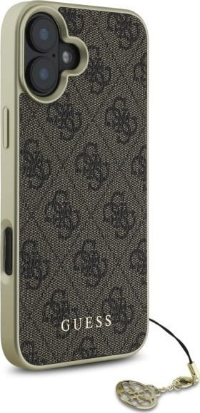 Mbulesë telefoni Guess 4G Charms, për iPhone 16 Plus 6.7", lëkurë ekologjike, kafe