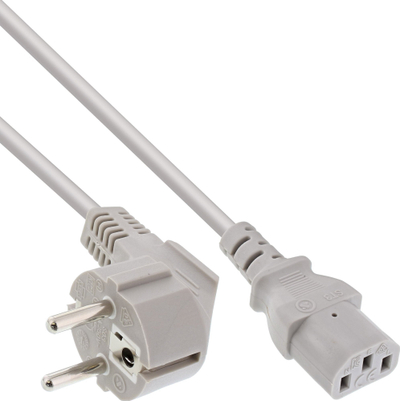 Kabllo rryme InLine Power Cable, CEE 7/7 me kënd, 3pin IEC C13, 1m, gri